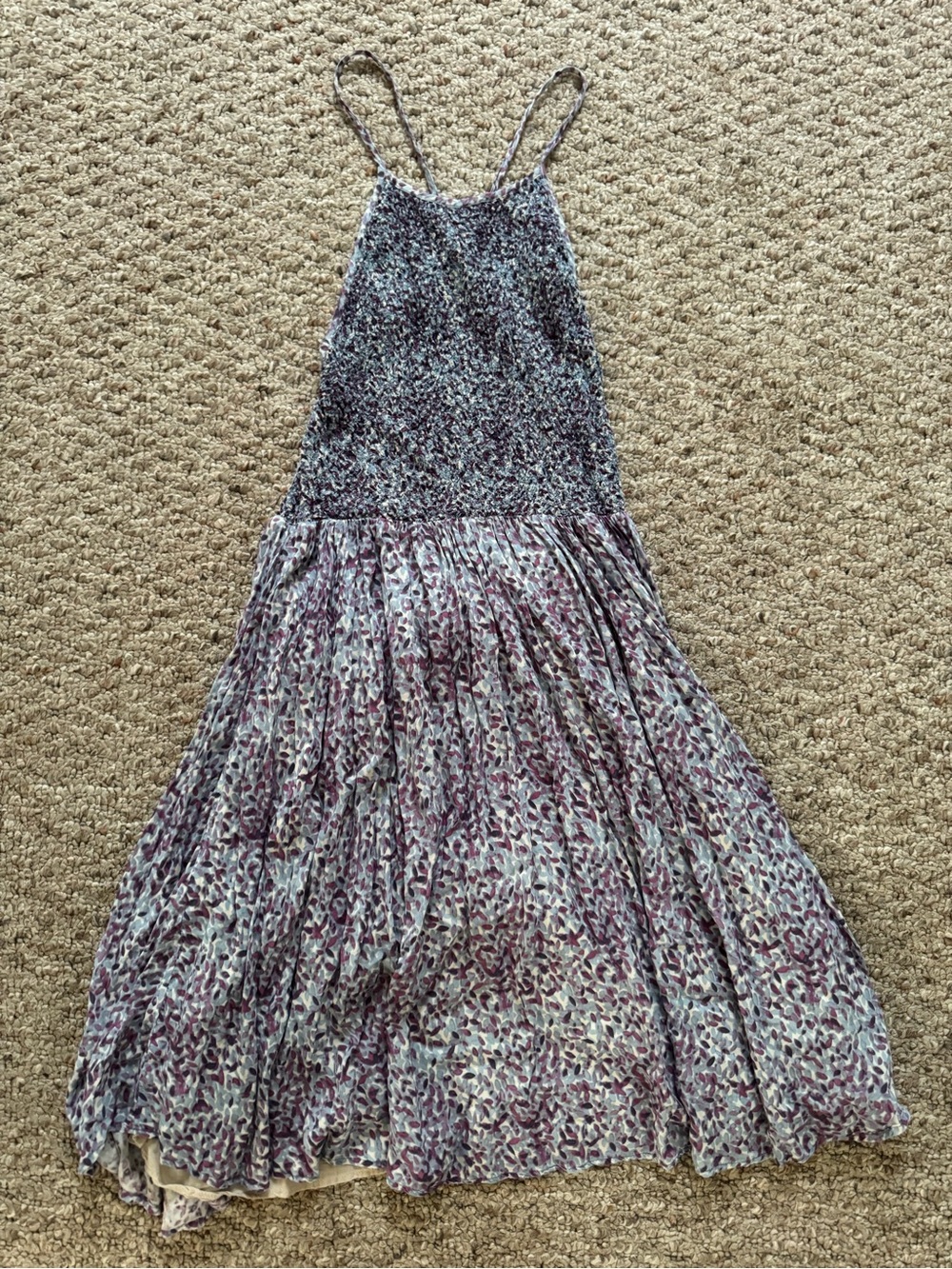 Kimchi Blue Lavender Floral Smocked Lined Maxi Dress